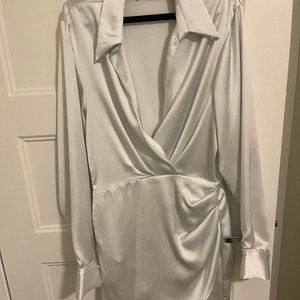 Zara White Silk Like Mini Dress